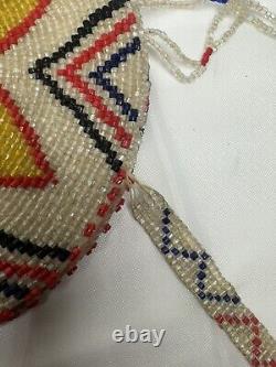 1910 Native American Bead Work Vintage Double Sided Bag