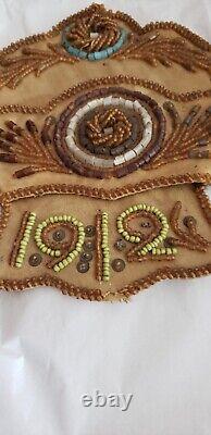 1912 Native American Victorian Seed Beaded Hand Made Hanging Match Card Holder