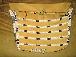 ANTIQUE VINTAGE 1880-90s BLACKFEET INDIANS BEADED BRAIN TANNED HIDE POSSIBLE BAG