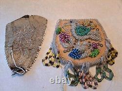 Antique 1906 Native American Beadwork Purse Wallet & Moccasin Top