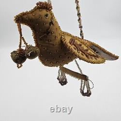 Antique Iroquois Mohawk Native American Beadwork Hanging BIRD Dove Bead Ornament