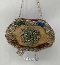 Antique Native American Iroquois Beaded Purse Bag Box Indian Beadwork