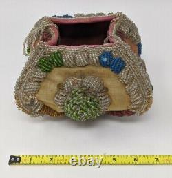 Antique Native American Iroquois Beaded Purse Bag Box Indian Beadwork