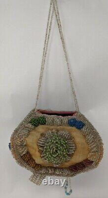 Antique Native American Iroquois Beaded Purse Bag Box Indian Beadwork