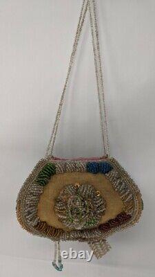 Antique Native American Iroquois Beaded Purse Bag Box Indian Beadwork