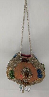 Antique Native American Iroquois Beaded Purse Bag Box Indian Beadwork