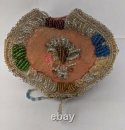 Antique Native American Iroquois Beaded Purse Bag Box Indian Beadwork