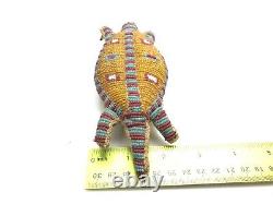 Antique Native American Plains Sioux Beaded Turtle Umbilical Fetish toy