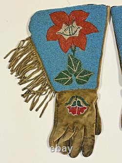 Antique Original Native American Indian Beaded Gauntlet Glove Late 1800's Lot2