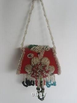 Antique Victorian Era Native American Iroquois Souvenir Beaded Purse / Box