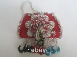 Antique Victorian Era Native American Iroquois Souvenir Beaded Purse / Box