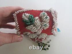 Antique Victorian Era Native American Iroquois Souvenir Beaded Purse / Box