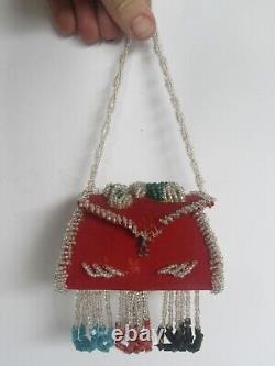 Antique Victorian Era Native American Iroquois Souvenir Beaded Purse / Box