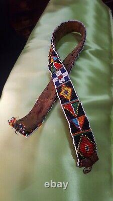 Authentic Vintage Native American Beaded Belt Handmade Antique No Buckle