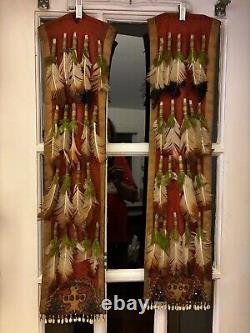 Awesome Antique SIOUX / PLAINS FEATHERED DANCER BUSTLE TRAILERS Beadwork Bells