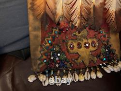 Awesome Antique SIOUX / PLAINS FEATHERED DANCER BUSTLE TRAILERS Beadwork Bells