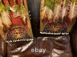 Awesome Antique SIOUX / PLAINS FEATHERED DANCER BUSTLE TRAILERS Beadwork Bells