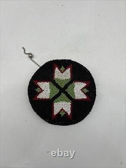 BOTH SIDES BEADED! Native American Indian 1940's beaded COIN PURSE beadwork