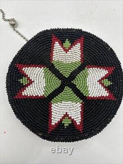 BOTH SIDES BEADED! Native American Indian 1940's beaded COIN PURSE beadwork