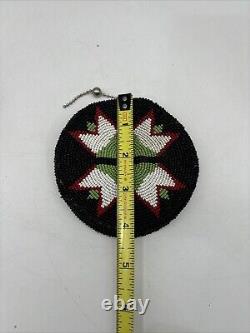 BOTH SIDES BEADED! Native American Indian 1940's beaded COIN PURSE beadwork