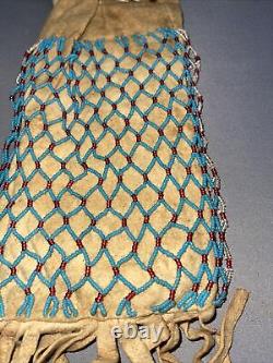 Beaded Both Sides Antique Native American Pouch Beadwork Ojibwa