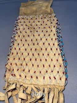 Beaded Both Sides Antique Native American Pouch Beadwork Ojibwa