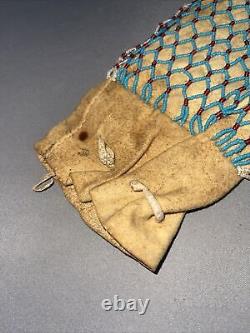 Beaded Both Sides Antique Native American Pouch Beadwork Ojibwa