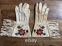 Beaded Gloves Vintage Native American Indian Leather Ladies