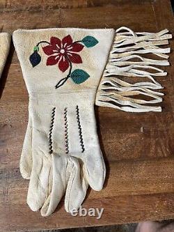 Beaded Gloves Vintage Native American Indian Leather Ladies