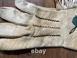 Beaded Gloves Vintage Native American Indian Leather Ladies