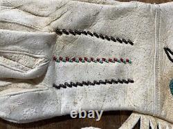 Beaded Gloves Vintage Native American Indian Leather Ladies