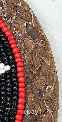 Beaded Medallion Native American Indian 6 Braided Leather Sun or Flower Motif
