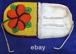 Beaded Pouch Purse Hip Belt Flower Design Native American Indian Beadwork Art