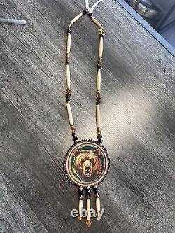 Bear medallion native american beadwork pow wow native made