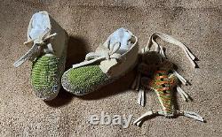 Beautiful Native American Lakota Sioux Beaded Baby Moccasins and Fetish Set