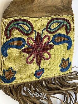 C. 1880 Blackfoot NATIVE AMERICAN INDIAN Beaded Tobacco Pouch Bag