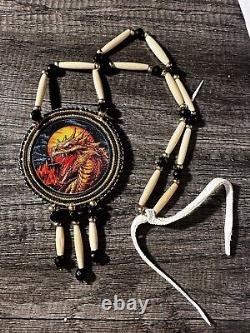 Dragon Medallion pow wow regalia Native beadwork