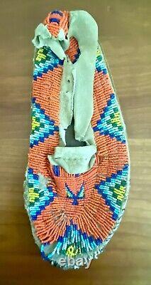 Early 1900's Native American Beadwork Moccasins Buckskin Beaded Moccasins