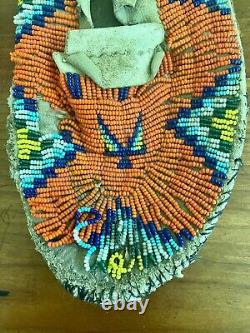 Early 1900's Native American Beadwork Moccasins Buckskin Beaded Moccasins