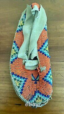 Early 1900's Native American Beadwork Moccasins Buckskin Beaded Moccasins