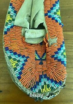 Early 1900's Native American Beadwork Moccasins Buckskin Beaded Moccasins