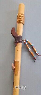 Flute Native American Handmade Wood 5 Holes Beads Twine Shard Case