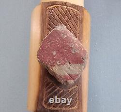 Flute Native American Handmade Wood 5 Holes Beads Twine Shard Case