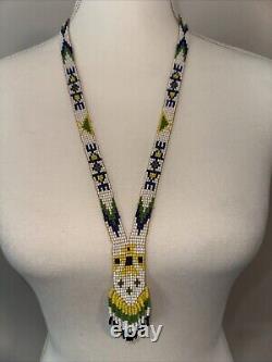 Genuine Native American Vintage Beadwork Sash Strip Eagle Necklace