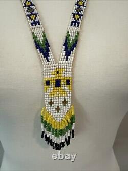 Genuine Native American Vintage Beadwork Sash Strip Eagle Necklace