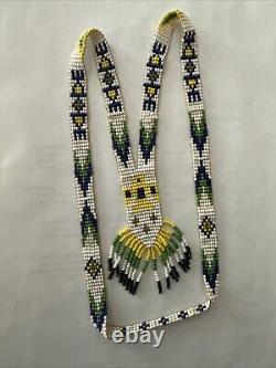 Genuine Native American Vintage Beadwork Sash Strip Eagle Necklace