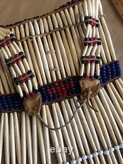 Hand Made Native American Bone Pipe Beaded Breast Plate