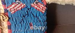 Handmade Native American Beaded Leather Vest & Moccasin Teddy Bear American Flag