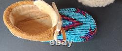 Handmade Native American Beaded Leather Vest & Moccasin Teddy Bear American Flag