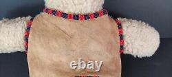 Handmade Native American Beaded Leather Vest & Moccasin Teddy Bear American Flag